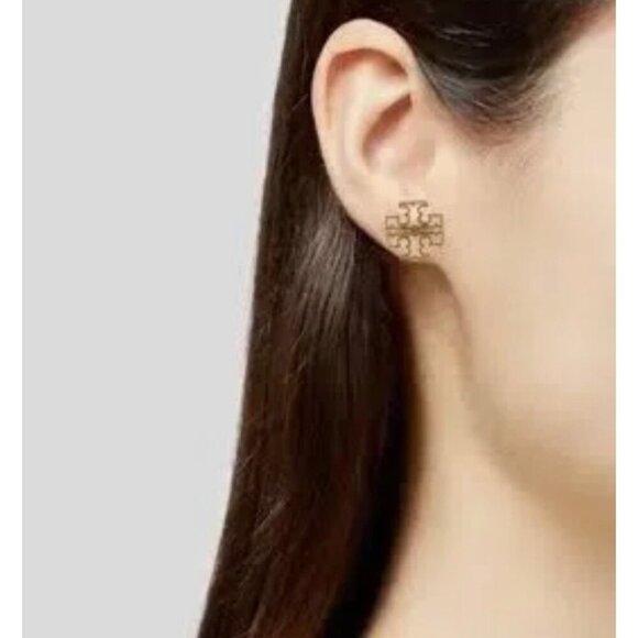 Tory Burch Rose Gold Britten Stud Earrings - Picture 3 of 3